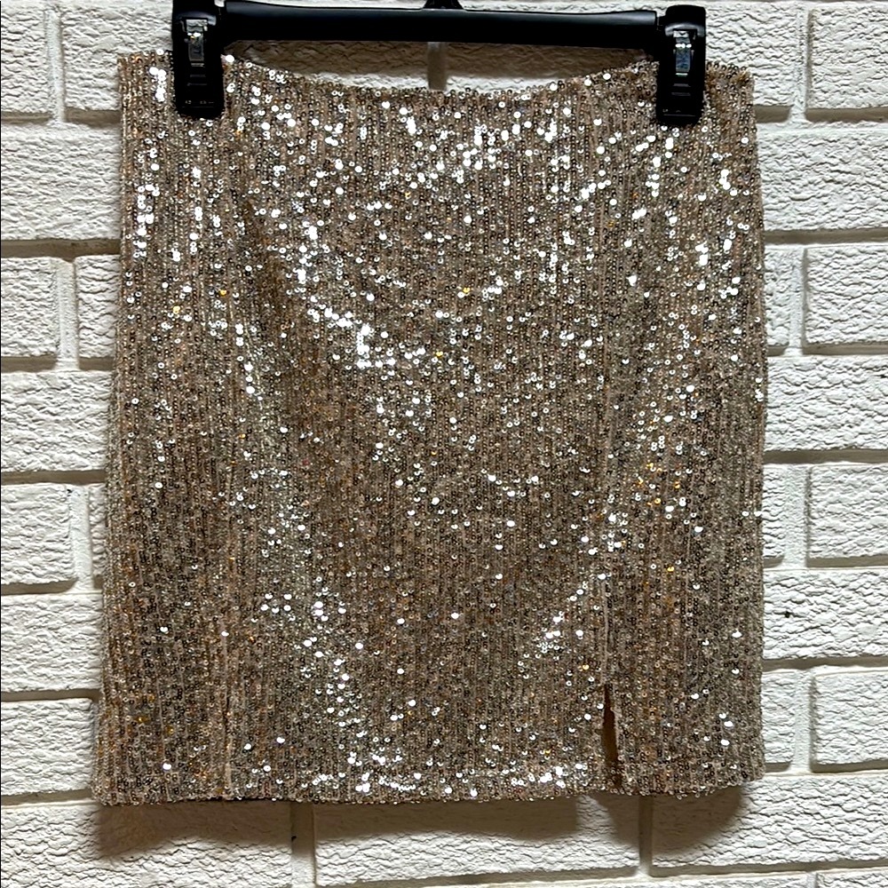 Sequin Mini Skirt in Gold